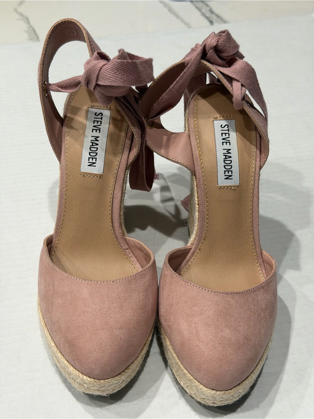 Steve Madden Blush Barre Espadrille Ankle Tie Wedge Sandals - Picture 3 of 8